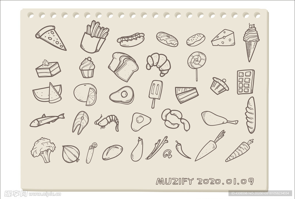 35款入 食物素描画