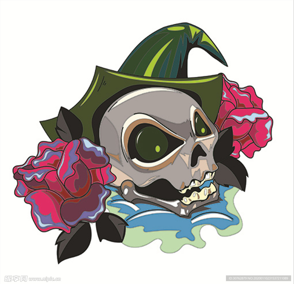 服装图案底纹数码印花骷髅头