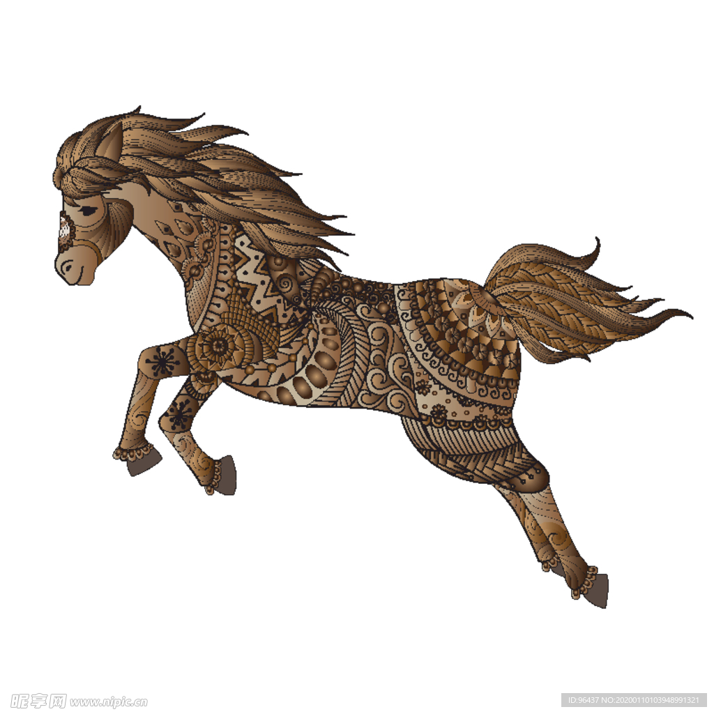 渐变彩绘马图腾