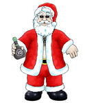 卡通圣诞老人酒鬼