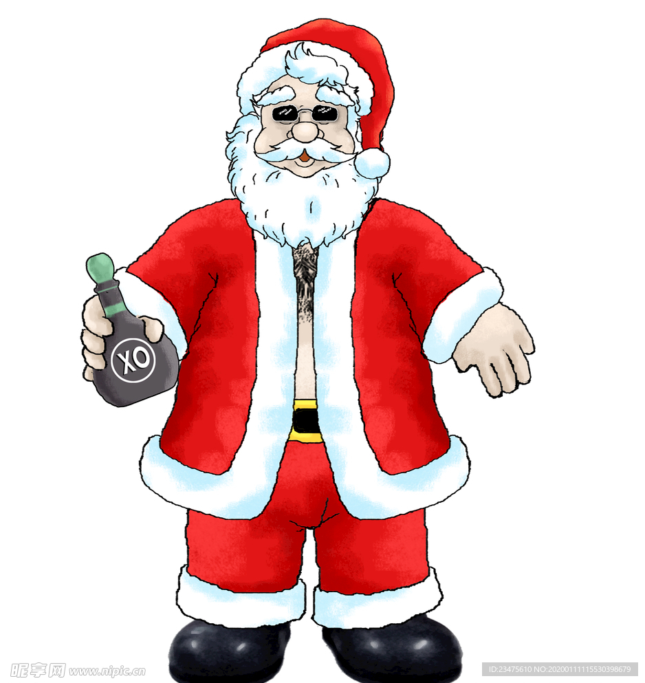 卡通圣诞老人酒鬼