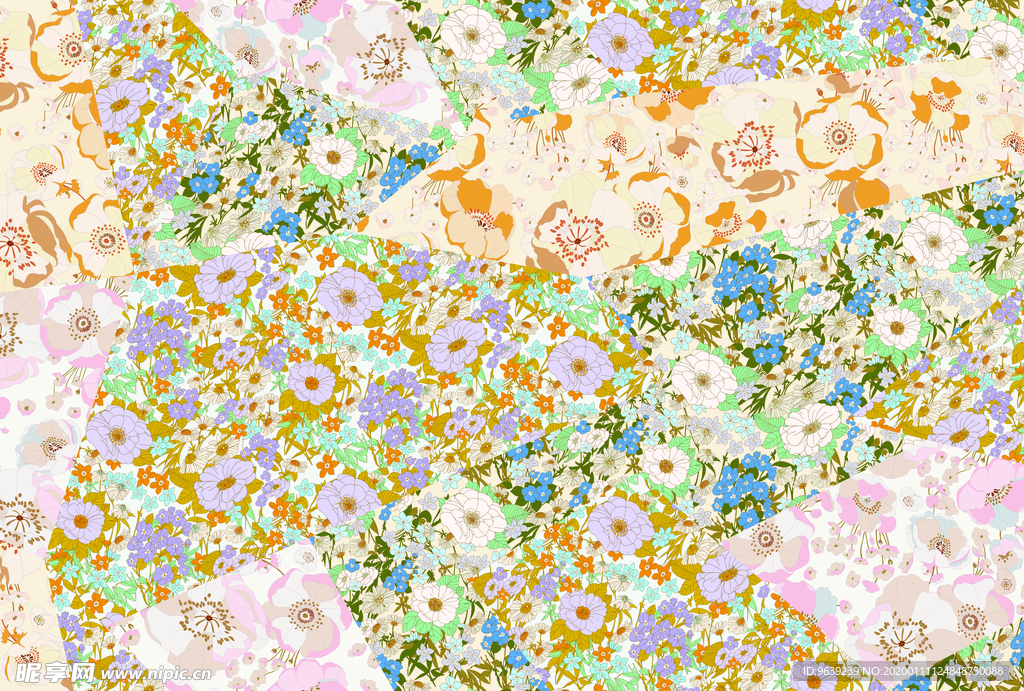 碎花合成长裙印花