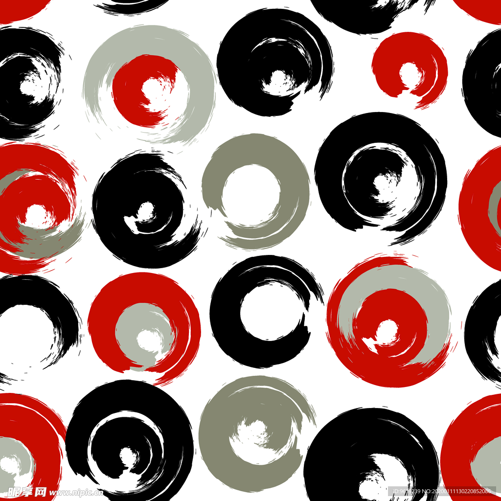 水墨圈圈黑白红灰