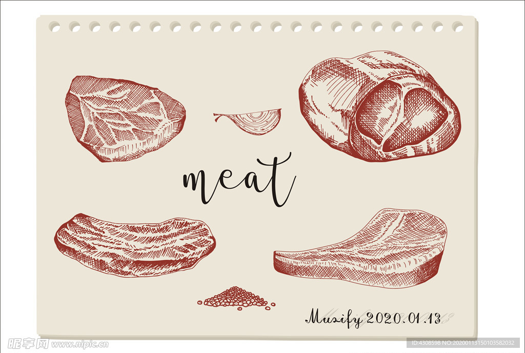 4款肉类手绘稿
