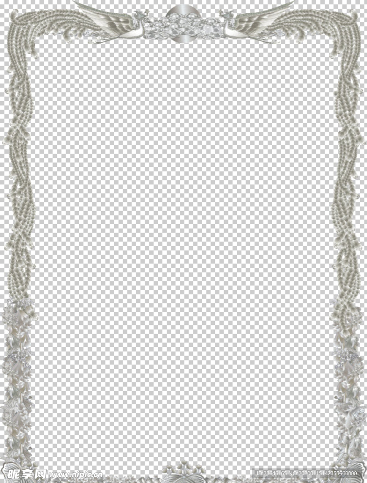 银色奖状证书等模板通用镂空边框