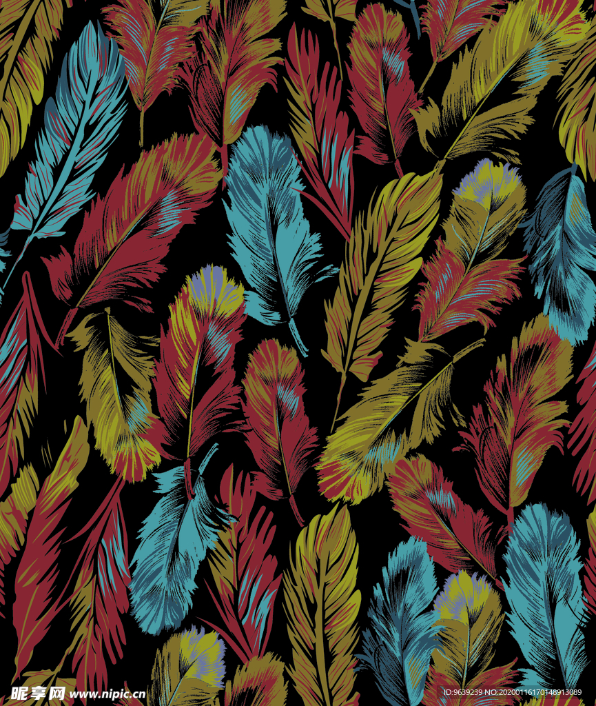 羽毛印花分色图