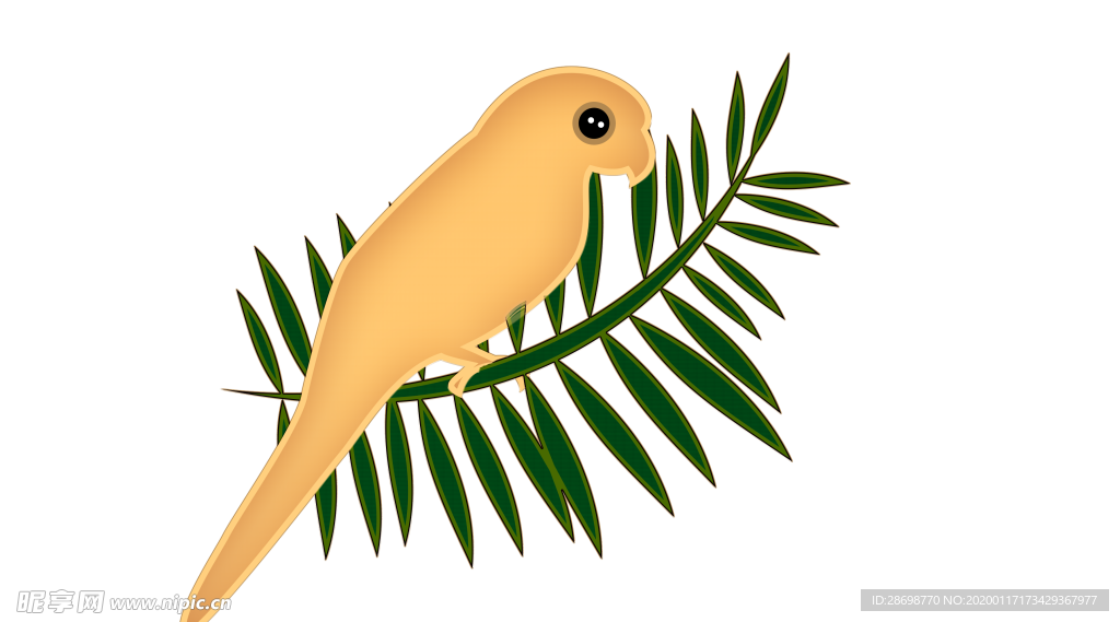 卡通鸟 树叶 鸟