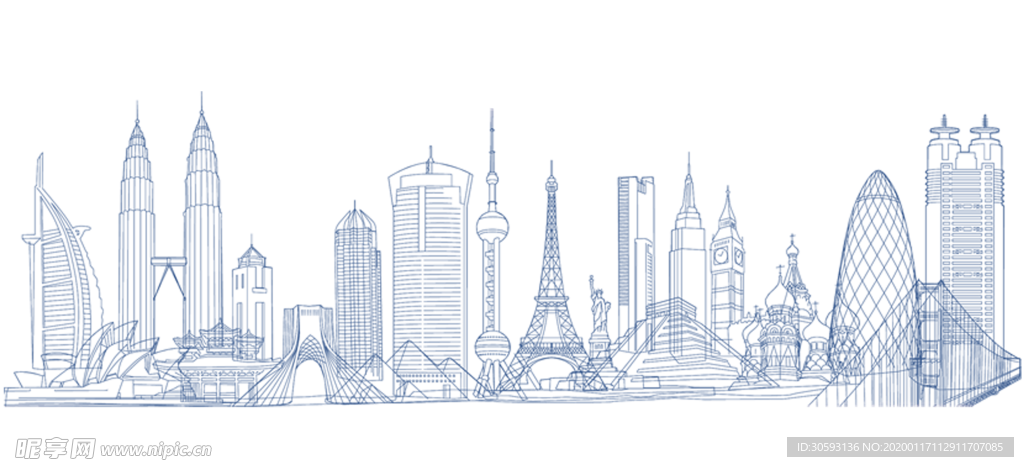 城市线稿