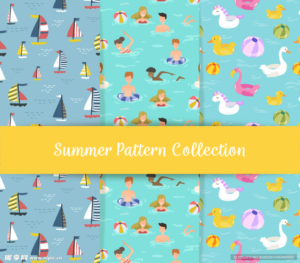 创意夏季 海边度假 无缝背景