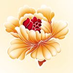 国画牡丹花红花金色花