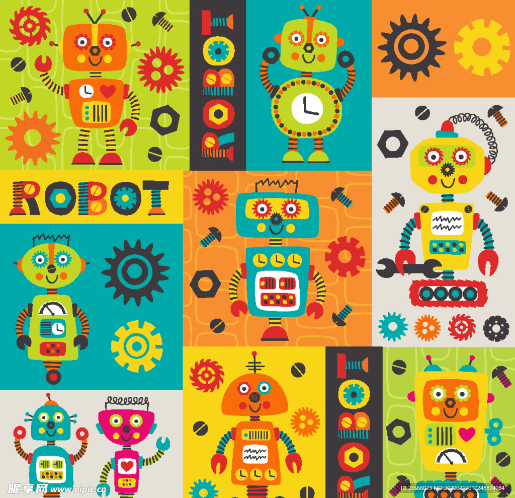 卡通儿童拼接图案设计