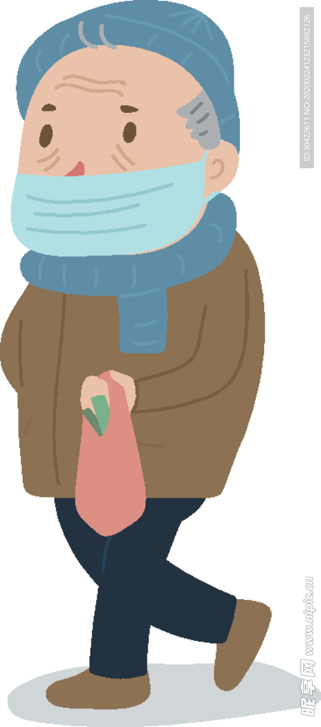 矢量人物 口罩买菜 EPS