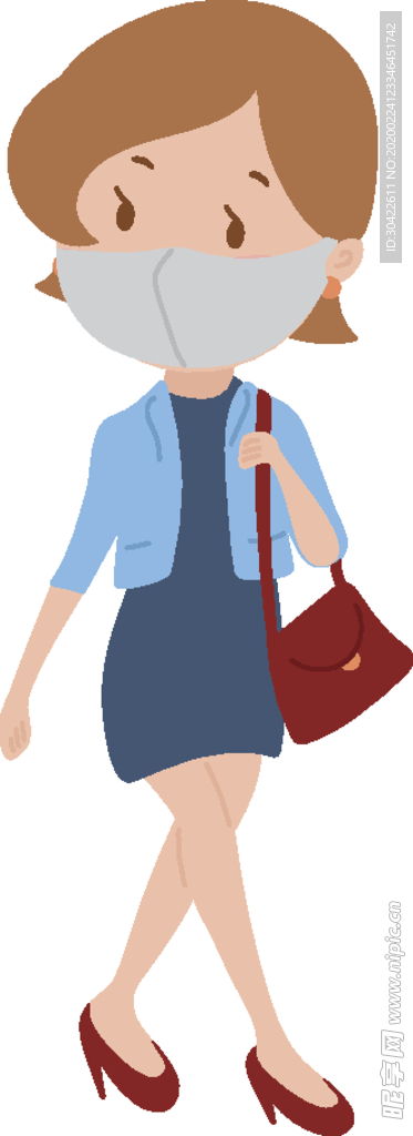 矢量人物 口罩上班 EPS