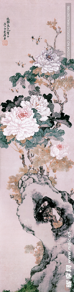 国画 花鸟 山石 传统国画