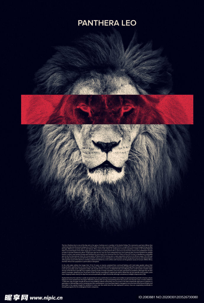 雄狮摄影剪切潮流艺术海报
