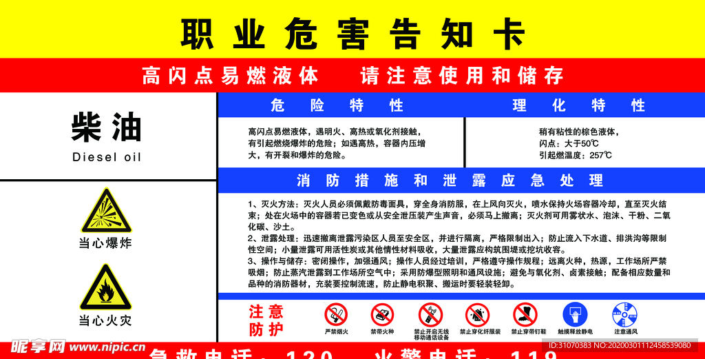 柴油职业危害告知卡