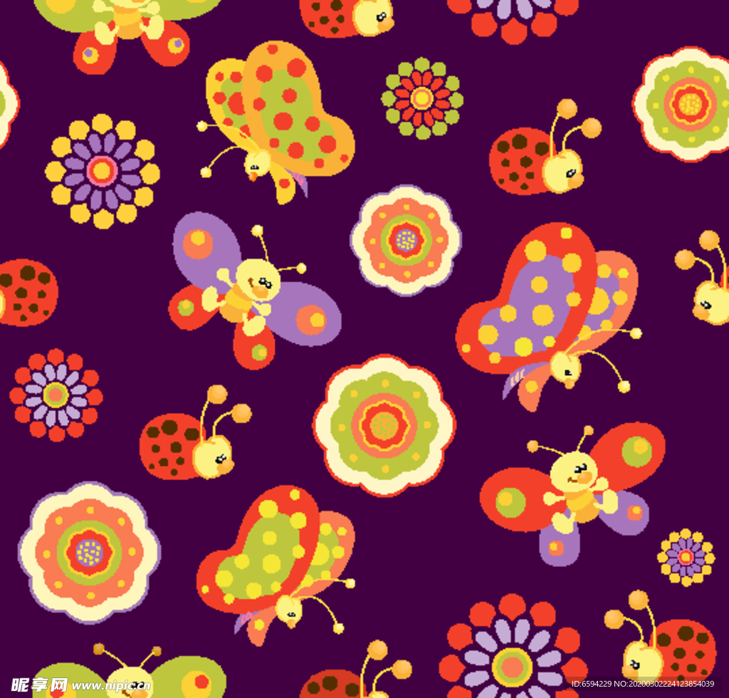 昆虫蝴蝶卡通插画