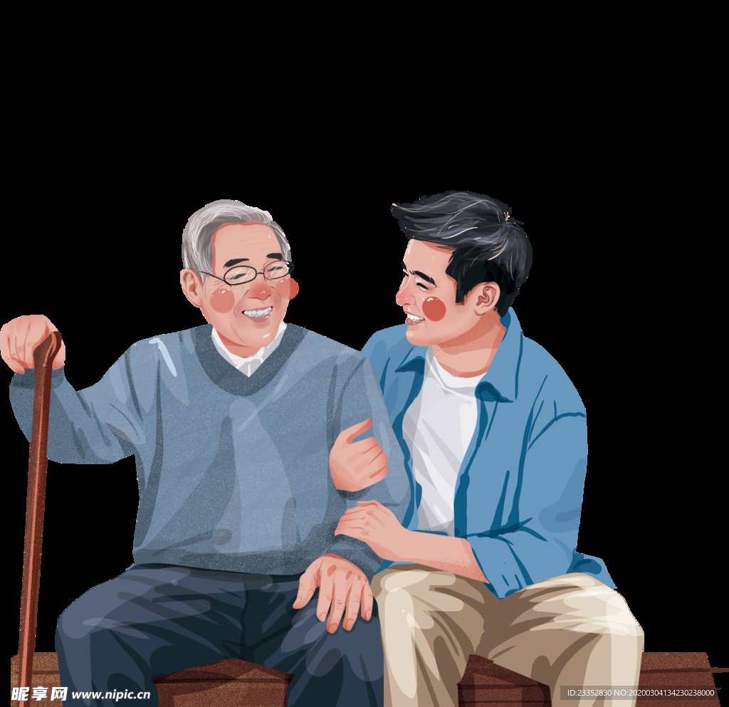 插画 插图敬老爱老