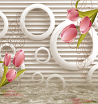 立体圆圈郁金香背景墙