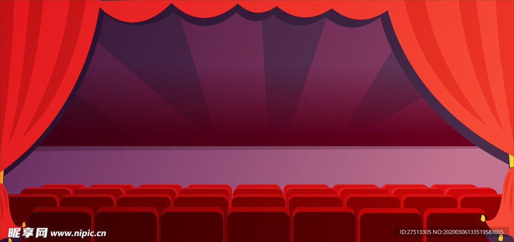 矢量扁平化手绘舞台插画背景