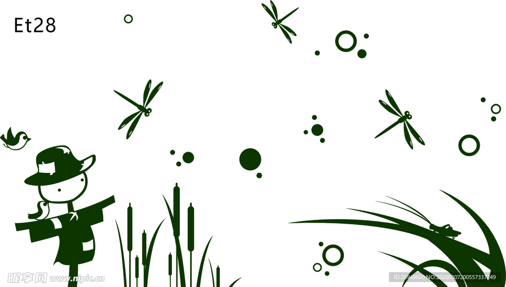 卡通矢量图蜻蜓图案