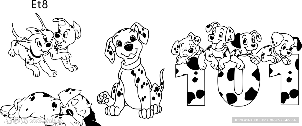 卡通小狗矢量图案