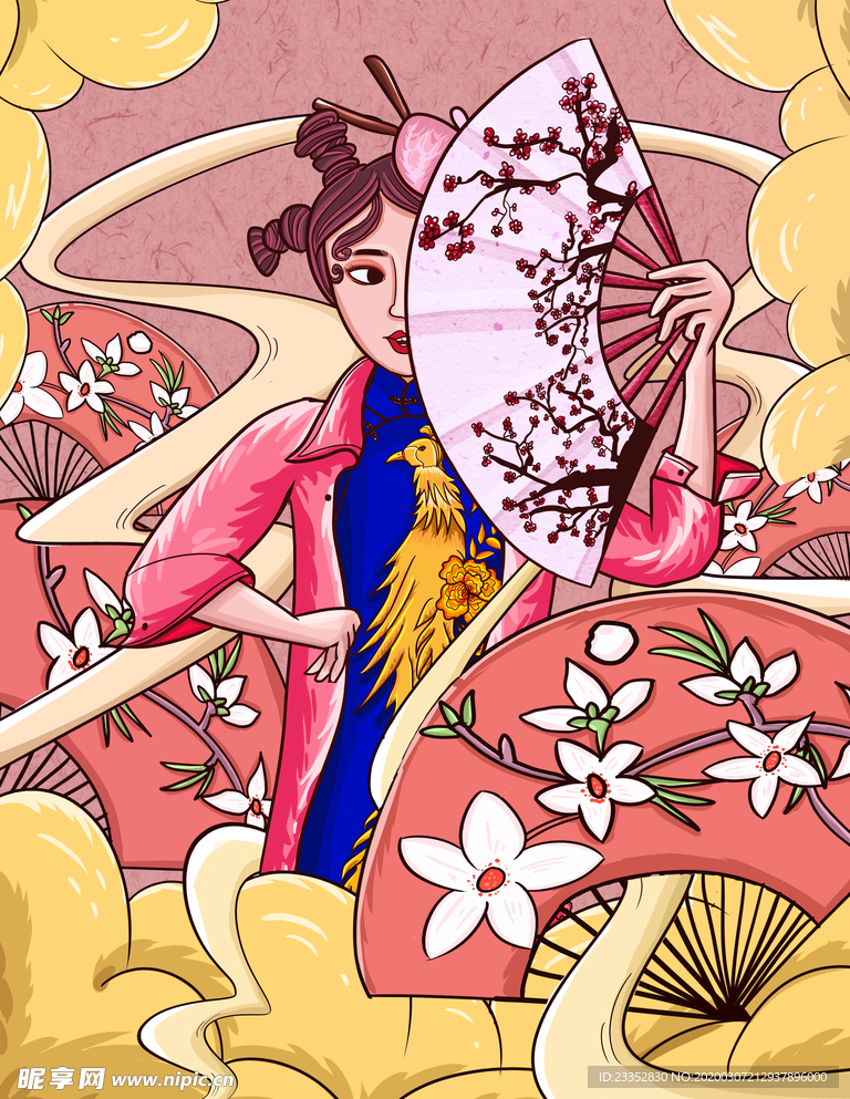 国潮人物插画美女