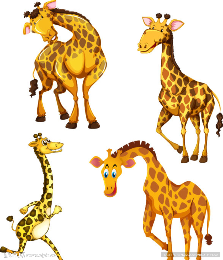 长颈鹿合集 矢量图