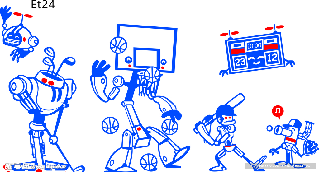 机器人篮球飞行员矢量图