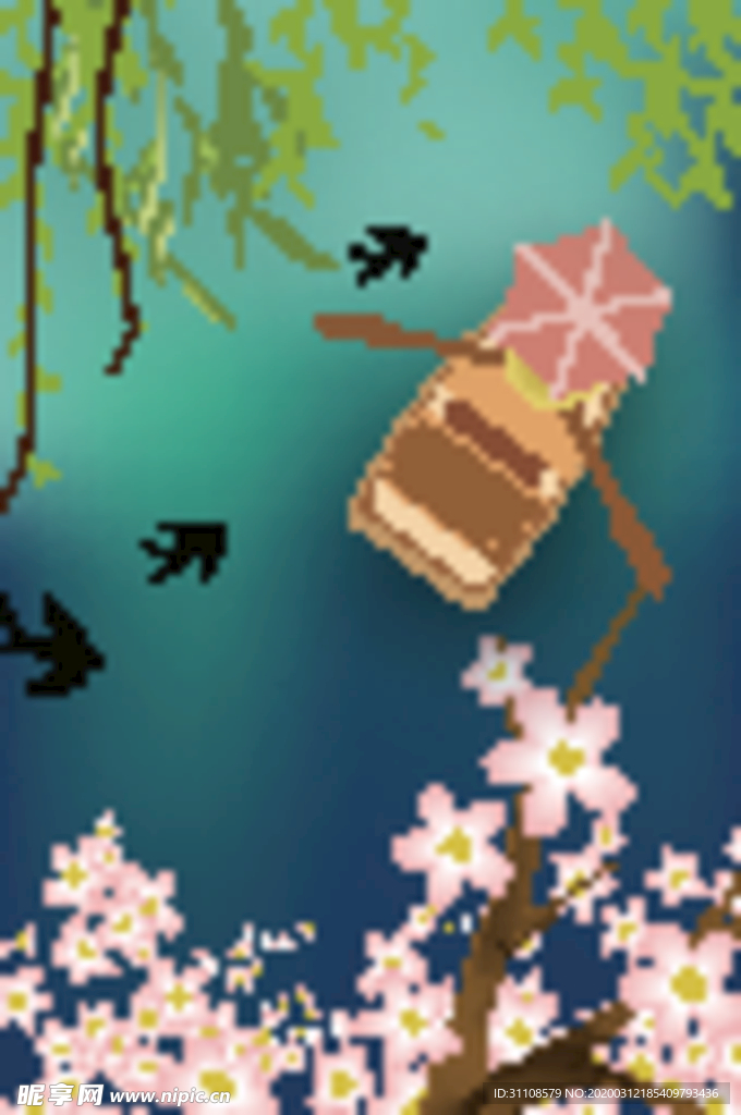 原创春天唯美节气矢量扁平手绘插