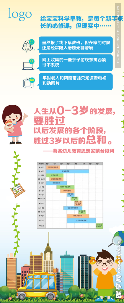 早教宣传易拉宝矢量可编辑模板