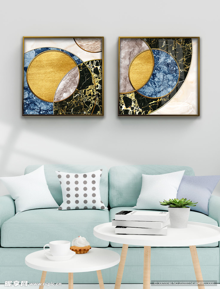 轻奢创意圆形几何大理石纹理装饰