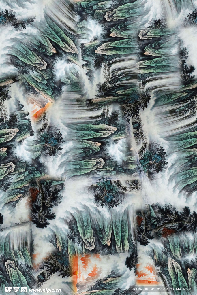 山水画数码印花