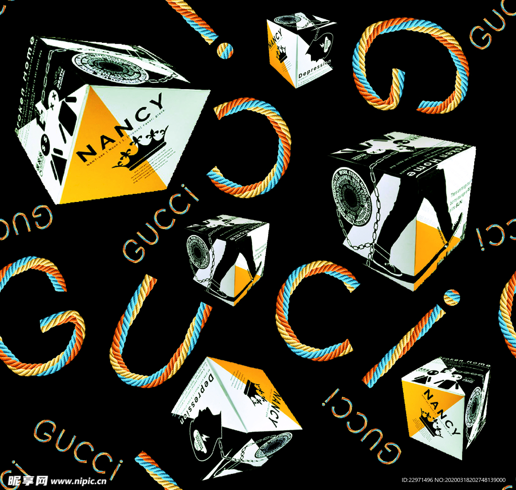 链条 豹纹 设计 大牌 图案