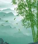 水墨山水竹子