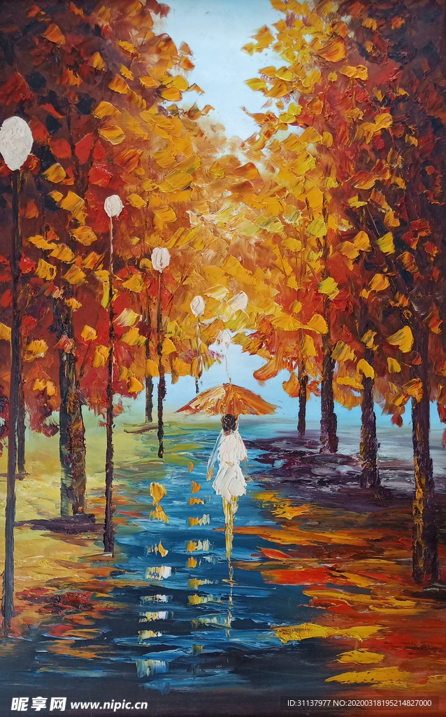 打雨伞的小女孩