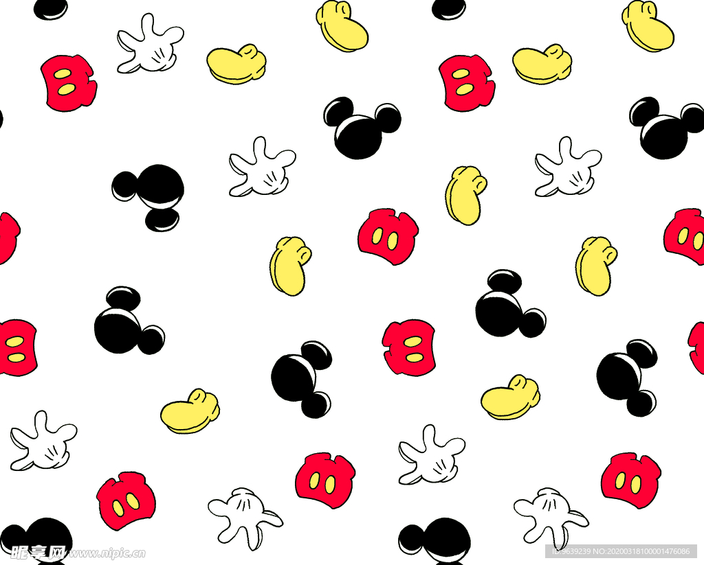 分开的米奇头手脚身子