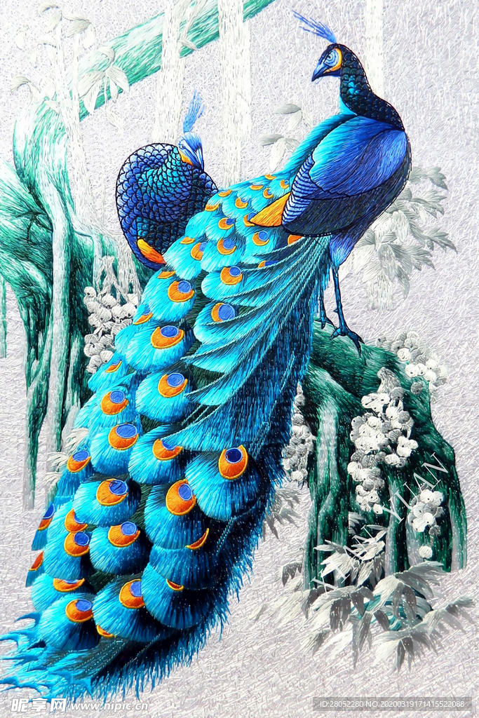 孔雀玄关装饰画