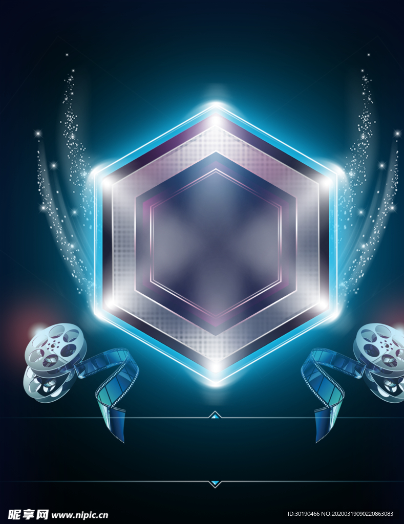 电影海报分层底图星光灿烂胶片