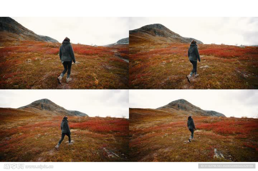 唯美美女户外慢镜头背影走路