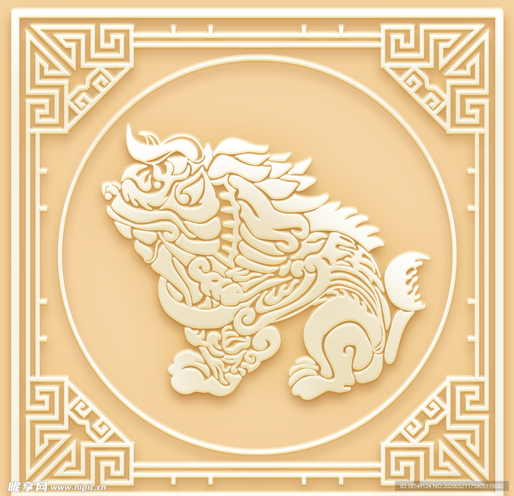 吊顶天花玉雕上古神兽