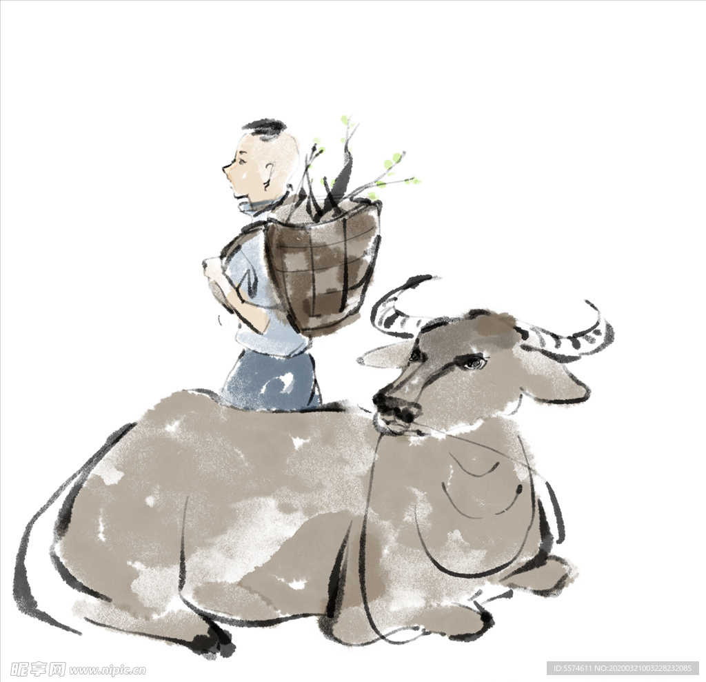 清明节放牛素材