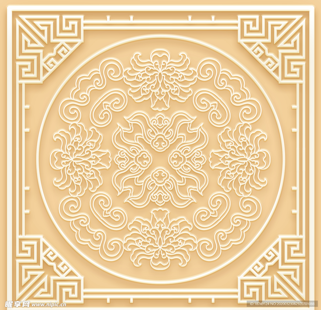 吊顶天花玉雕圆圈图腾