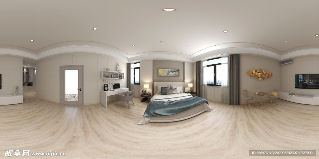 轻奢卧室全景图