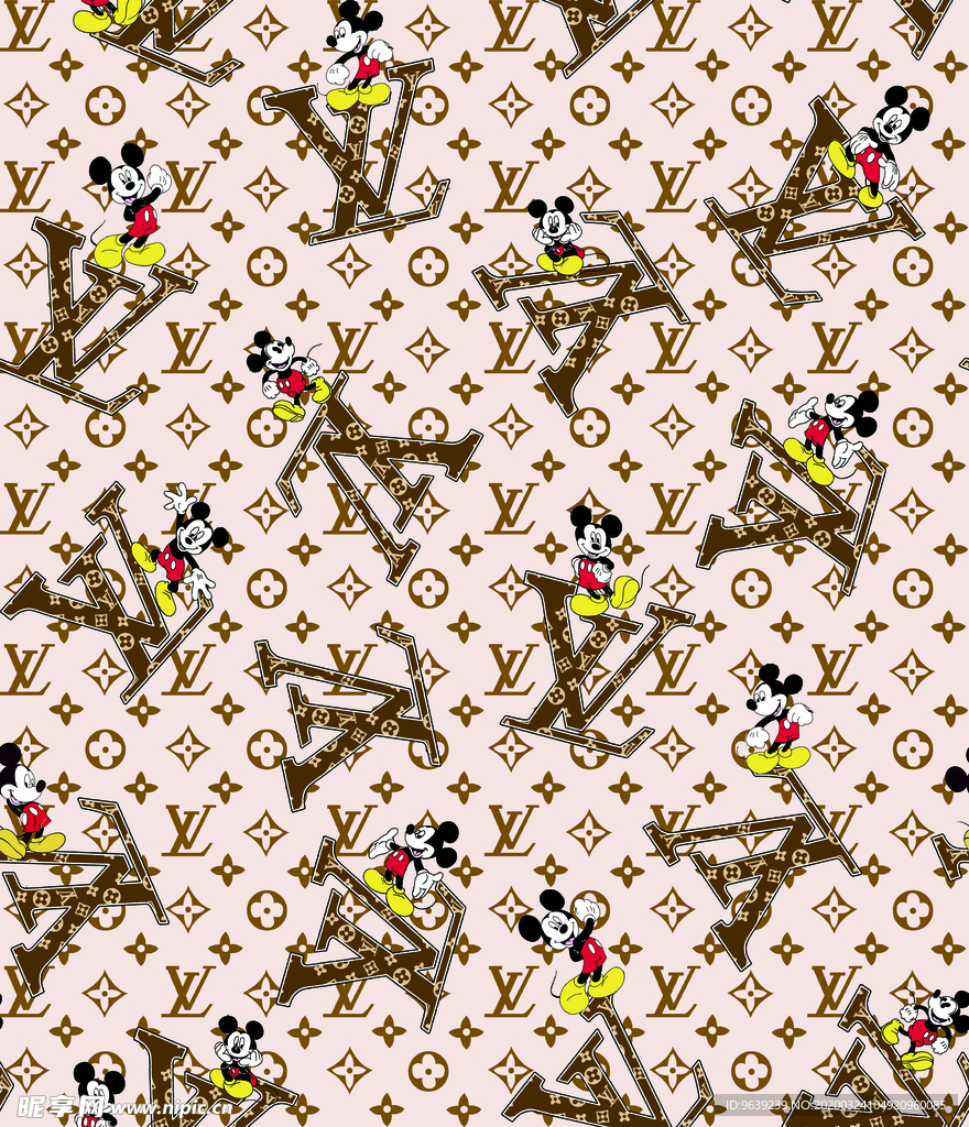 米老鼠大牌LV字母卡通米奇印花