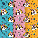 彩色老虎头无缝背景