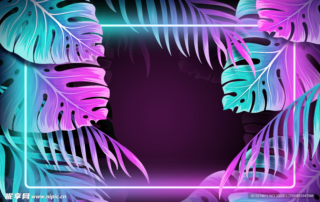 霓虹灯叶子背景