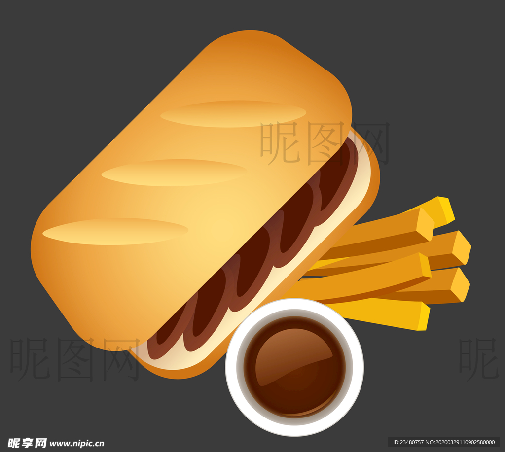 汉堡薯条UI标识标志LOGO