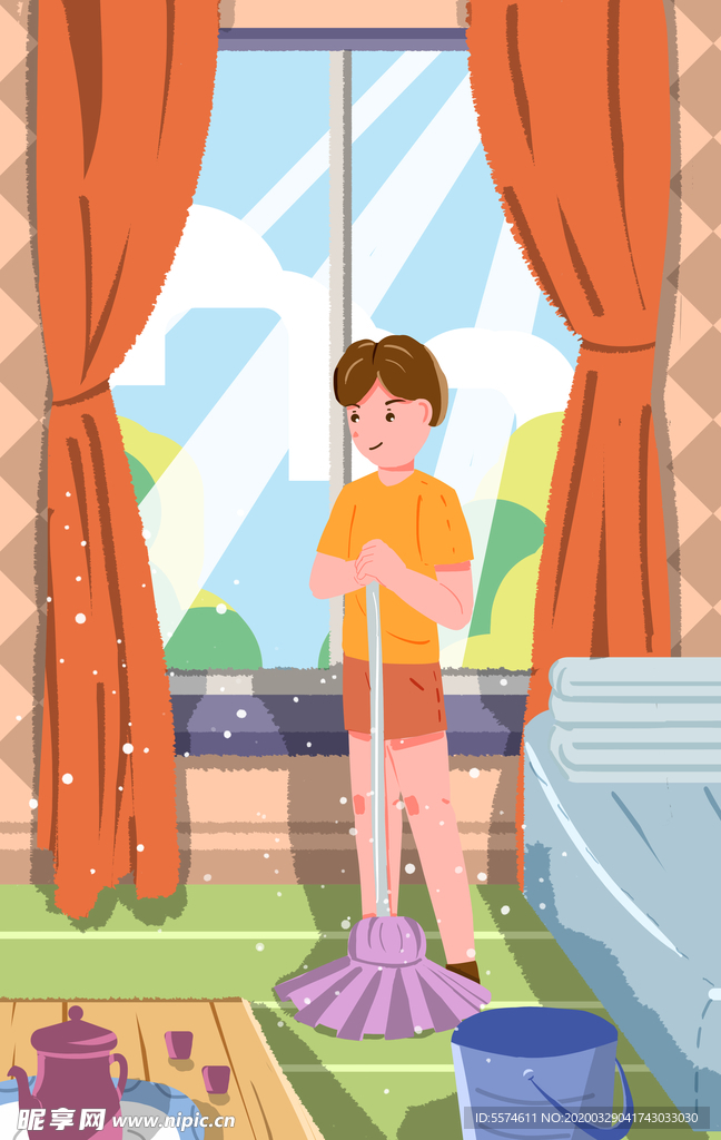 打扫卫生插画
