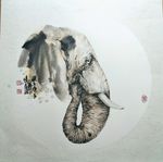 画家刘俊良国画作品大象吉象